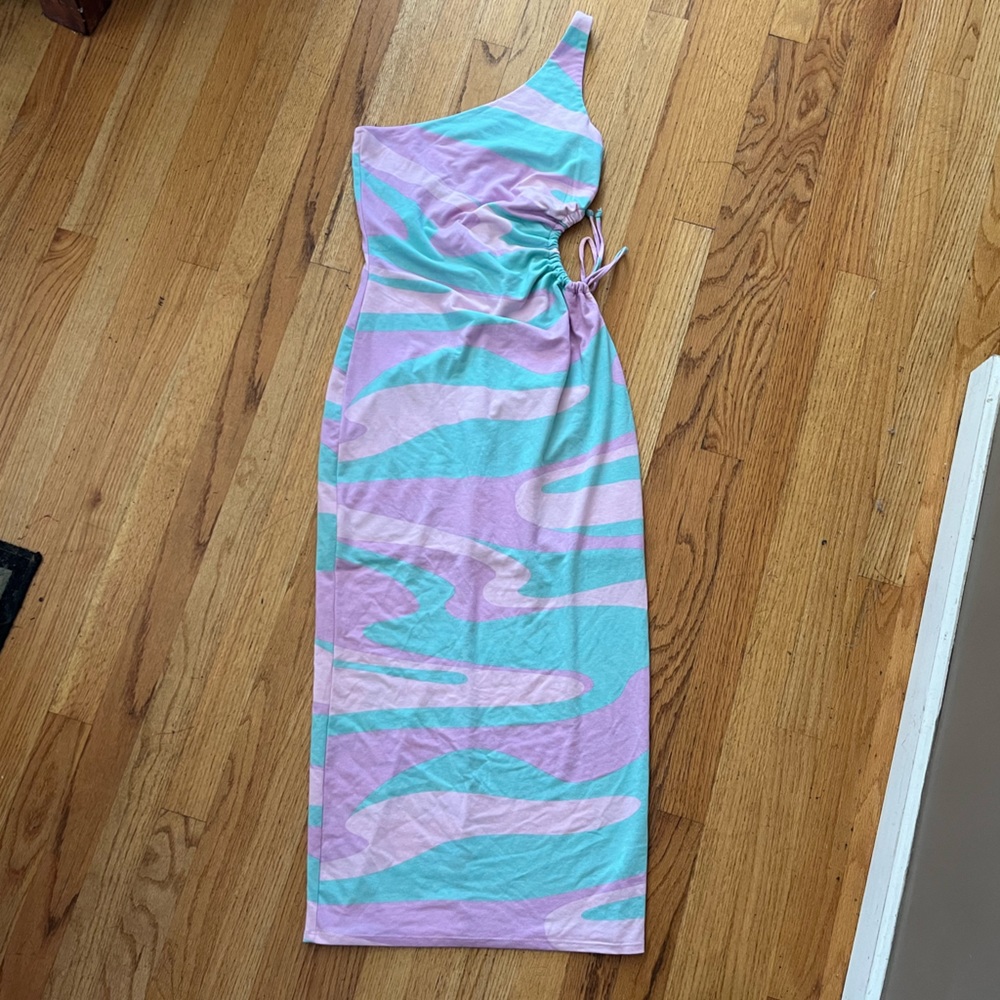 Wild Fable neon one shoulder midi dress